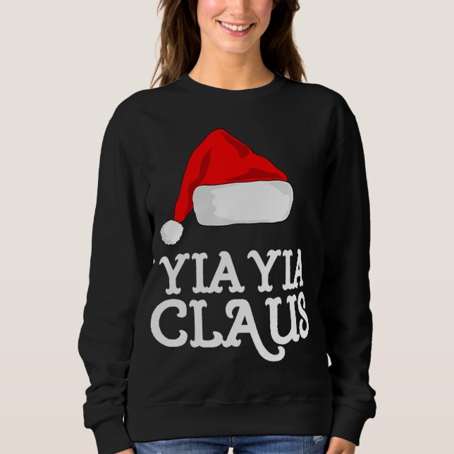 Camiseta Yia-Yia Claus Christmas Hat Group Matching Paja (Frente)