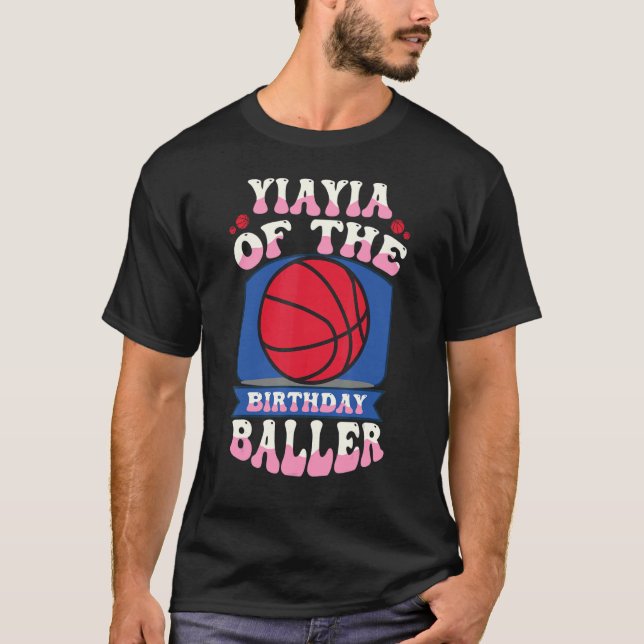 Camiseta Yiayia Do Tema De Basquete De Aniversário Bda Bda (Frente)