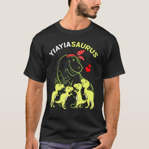 Camiseta Yiayiasaurus Yiayia 4 Crianças Dia de as mães Dino