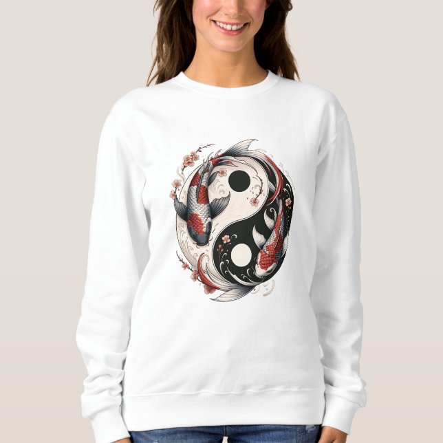 Camiseta Yin E Yang Japonês Koi Fish (Frente)