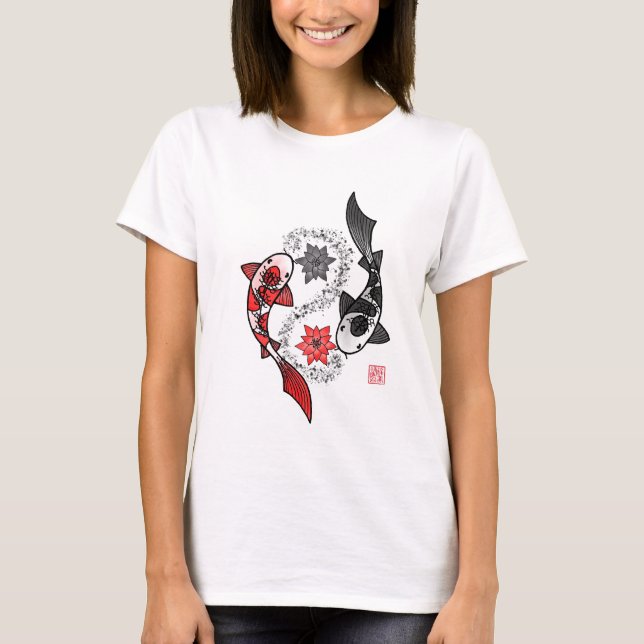 Camiseta Yin e Yang Koi Fish (Frente)