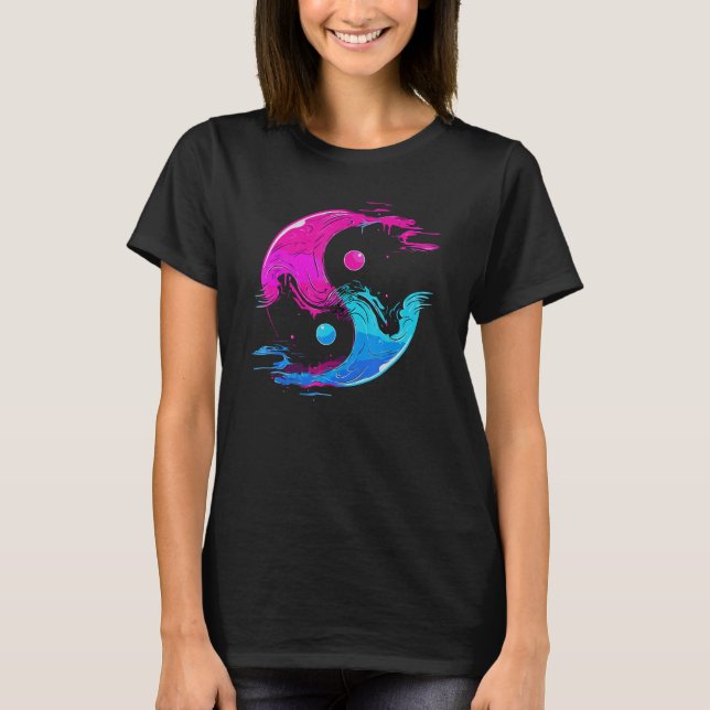 Camiseta Yin e Yang Qi Gong Tai Chi Synthwave Fusion Wate (Frente)