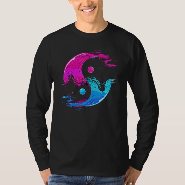 Camiseta Yin e Yang Qi Gong Tai Chi Synthwave Fusion Wate (Frente)