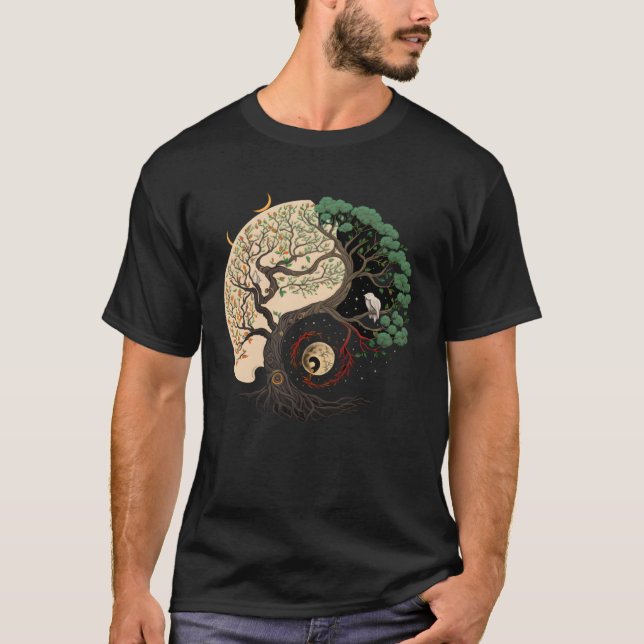 Camiseta Yin E Yang Tree Equilibram O Budismo Natureza Vida (Frente)