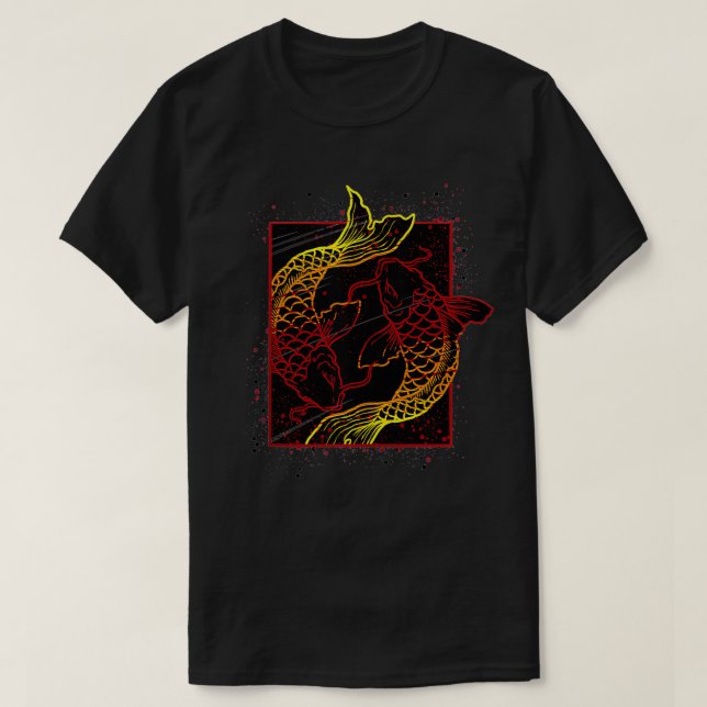 Camiseta Yin Yang Asian Koi Fish Japaneses Tradicionais (Frente do Design)