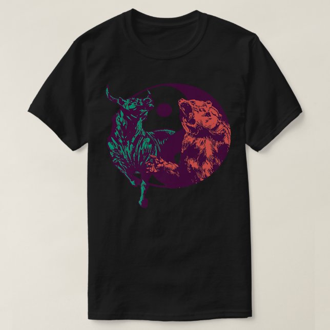 Camiseta Yin Yang bear bull trading Premium 2100 (Frente do Design)