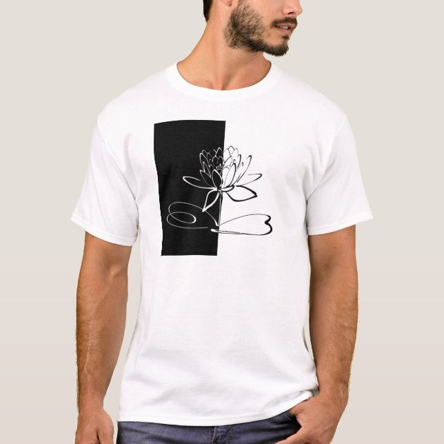 Camiseta Yin Yang Black White Lotus Blossom (Frente)