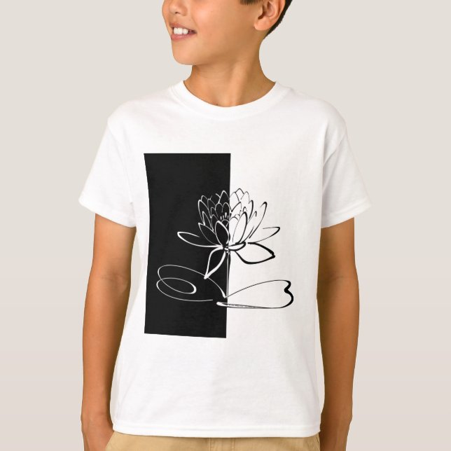 Camiseta Yin Yang Black White Lotus Blossom (Frente)
