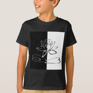 Camiseta Yin Yang Black White Lotus Blossom