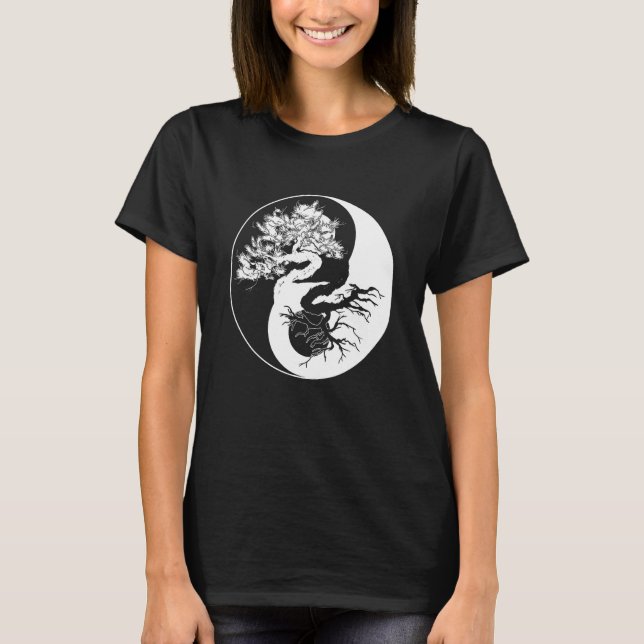 Camiseta Yin Yang Bonsai Tree Japonês Budista Zen (Frente)