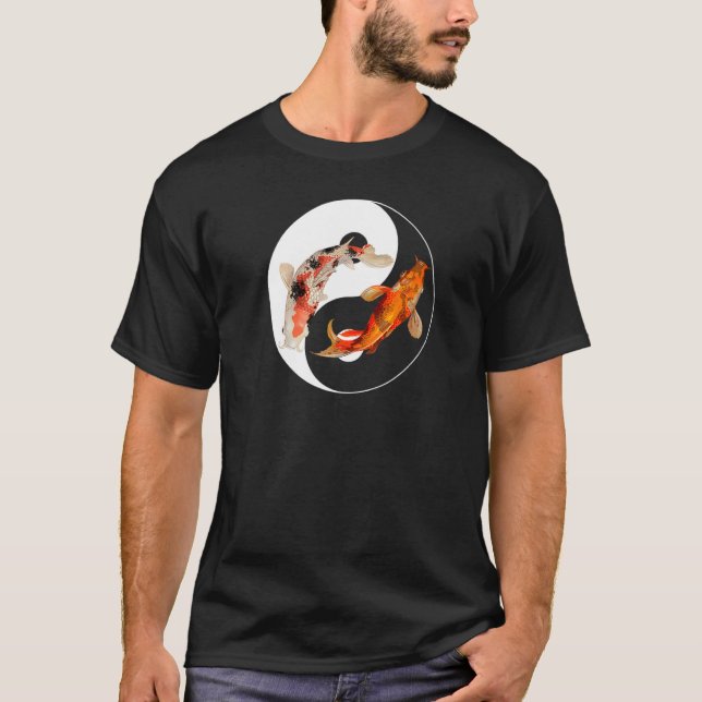 Camiseta Yin Yang Carp Balance Taijitu Japanese Nishikigoi  (Frente)