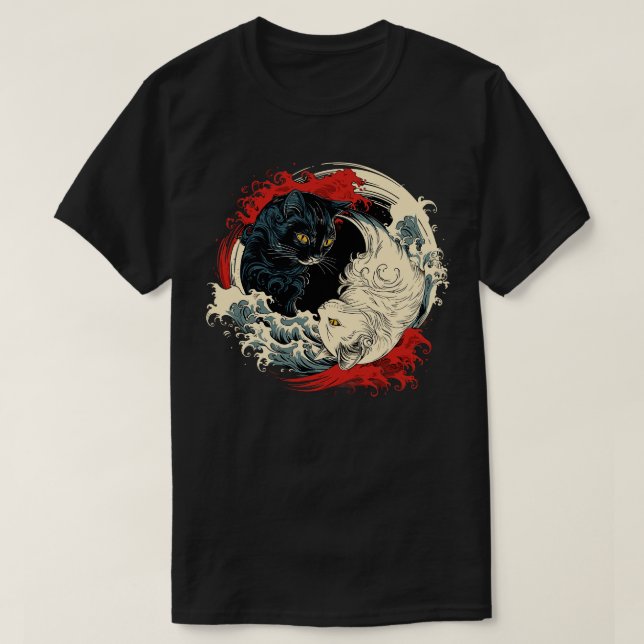 Camiseta Yin yang cat (Frente do Design)