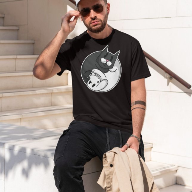 Camiseta Yin Yang Cat E Cachorro (Criador carregado)