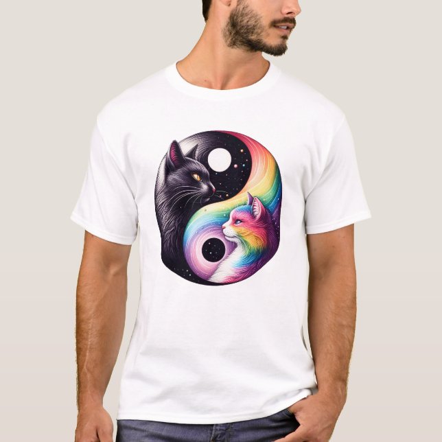 Camiseta Yin Yang Cat Transgender Pride LGBT Gay Lésbica (Frente)