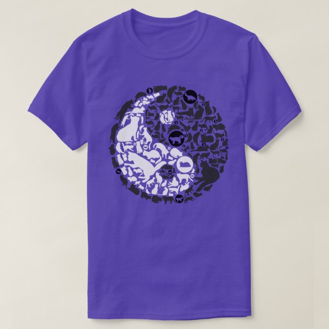 Camiseta Yin Yang Cats, preto, branco, zen (Frente do Design)