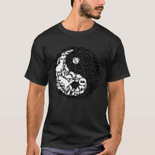Camiseta Yin Yang Cats Yin Yang Símbolo preto e branco Ca