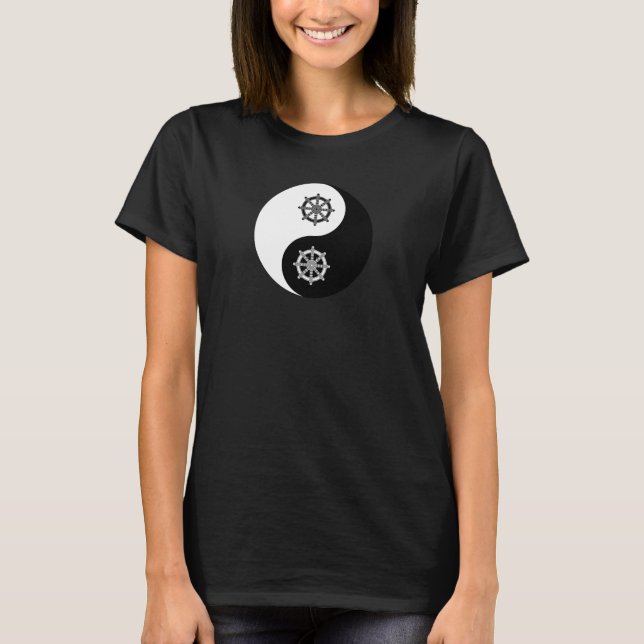 Camiseta Yin Yang com o budismo Dharma (Frente)