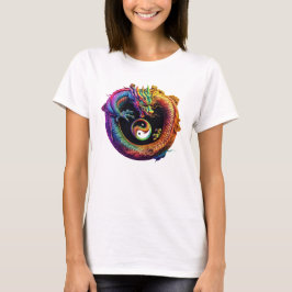 Camiseta Yin Yang Dragon Camisa-T-Mulher-Mulher