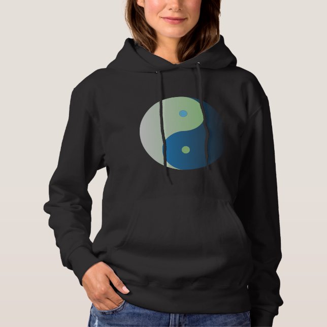Camiseta Yin Yang em cores azuis e verdes nos oceanos (Frente)