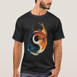 Camiseta Yin Yang Fire E Dragões De Gelo