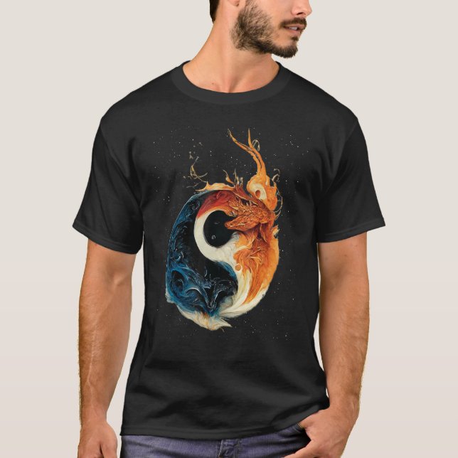 Camiseta Yin Yang Fire E Dragões De Gelo (Frente)