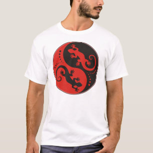 Camiseta YIN & YANG Geckos preto vermelho + sua ideia