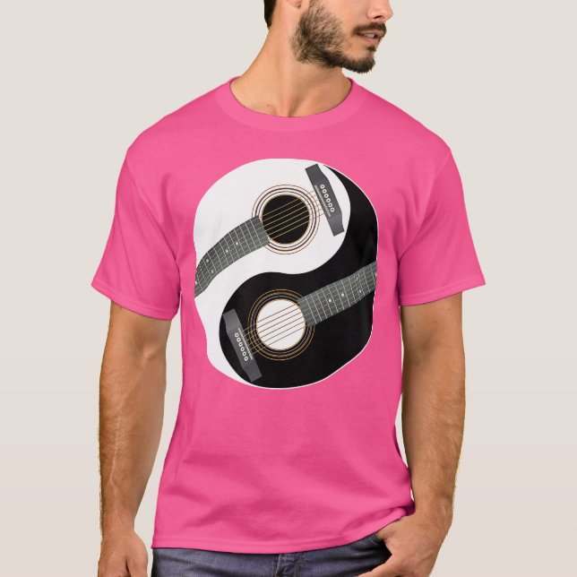 Camiseta Yin Yang - Guitarrista Acústico Guitarrista Gif (Frente)