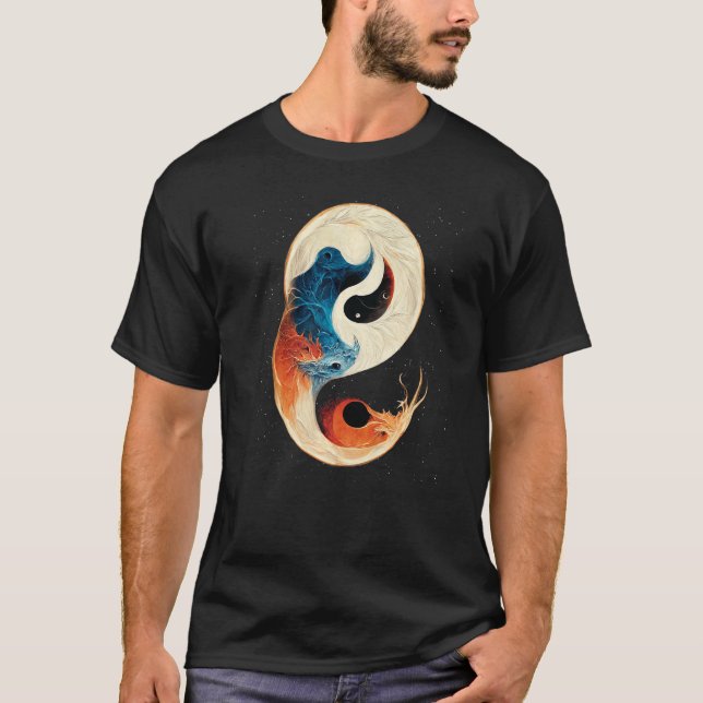Camiseta Yin Yang Nascer de Fogo e Dragões de Gelo (Frente)