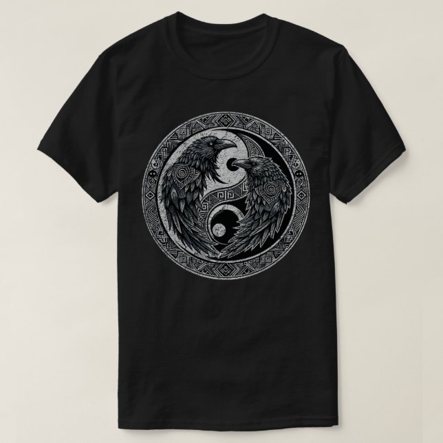 Camiseta Yin Yang Nordic Raven (Frente do Design)