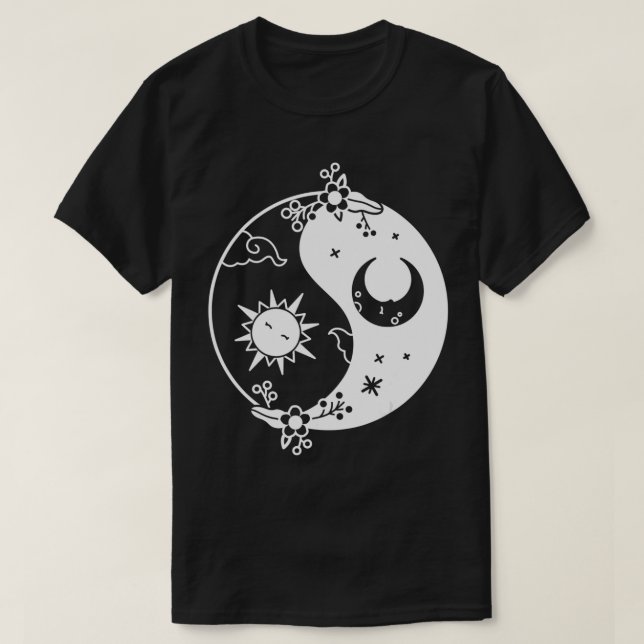 Camiseta Yin Yang Occulta Sol e Lua Preta e Branca (Frente do Design)