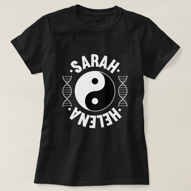 Camiseta Yin & Yang - preto órfão de Sarah & de Helena (Frente do Design)