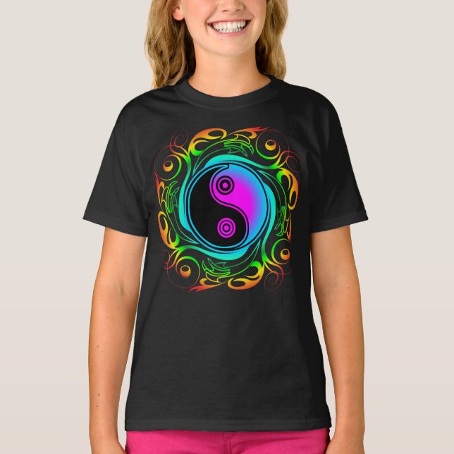 Camiseta Yin Yang Psychedelic Rainbow Tattoo (Frente)