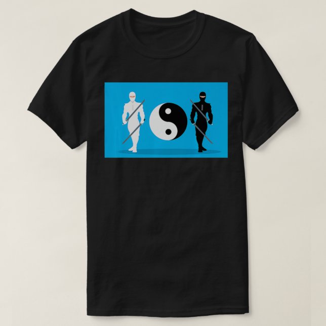 Camiseta Yin Yang Samurai Ninja Blue Background Excelente G (Frente do Design)