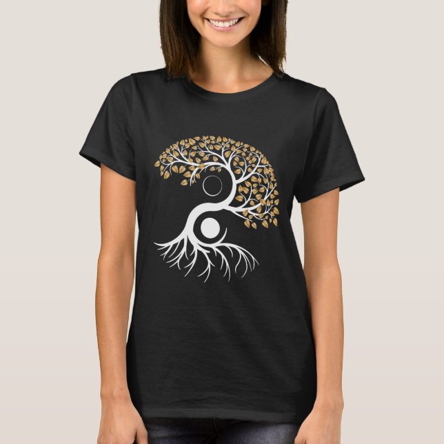 Camiseta Yin Yang Tree - Golden Leaves (Frente)
