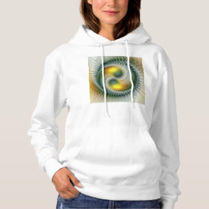 Camiseta Yin Yang Verde Amarelo Abstrato Fractal