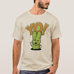 Camiseta Yo! Coelho Verde  – Roupas de Rua de Desenhos Anim