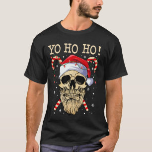 Camiseta Yo Ho Papais noeis Skull Pirata Natal Jolly Roger