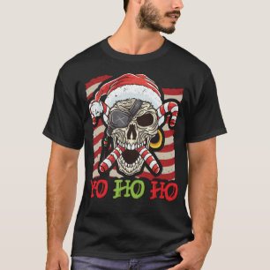 Camiseta Yo Ho Pirate Skull E Crossbones Santa Claus C