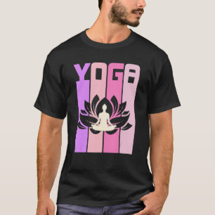 Camiseta Yoga 1 Meditante Da Flor De Lotus Retro