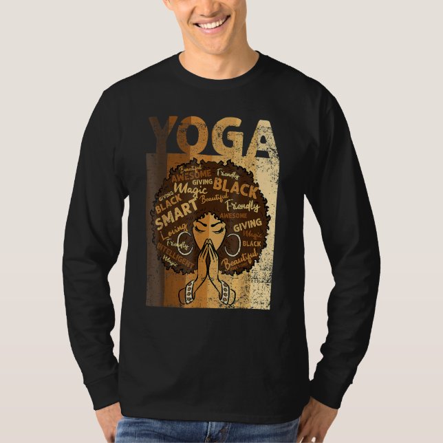Camiseta Yoga Afro Woman Black History Month BLM Melanin Ze (Frente)