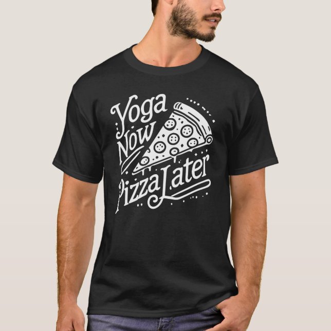 Camiseta Yoga Agora Pizza Depois - Malhação Engraçada (Frente)