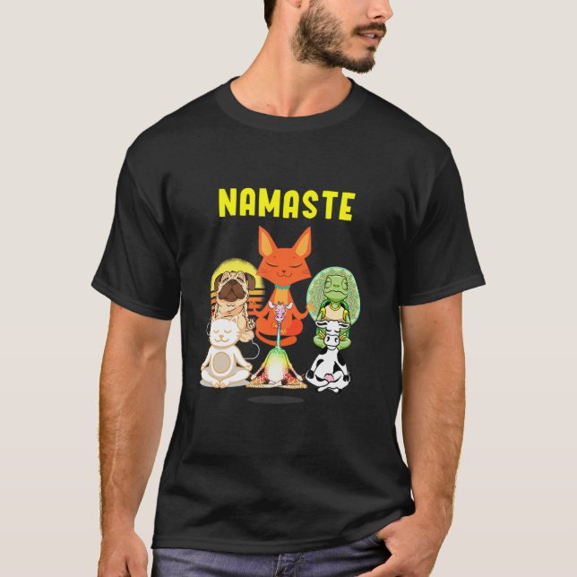 Camiseta Yoga Animal Namaste Cute Animal Yoga Pose Yoga An (Frente)