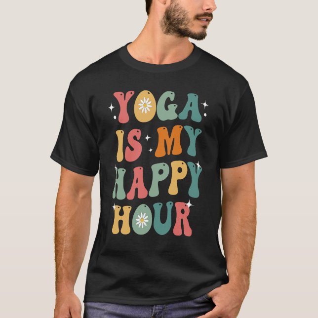 Camiseta Yoga é a minha feliz hora Engraçada Meditação Retr (Frente)
