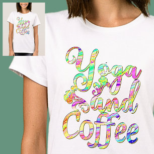 Camiseta Yoga e Café Pastel Marmoreados em Branco