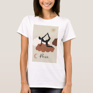 Camiseta Yoga estimula silhueta poise saúde sol lua