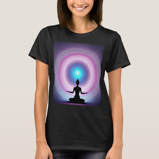Camiseta Yoga Girl Female Sun Salutation Meditation Chakra (Frente)