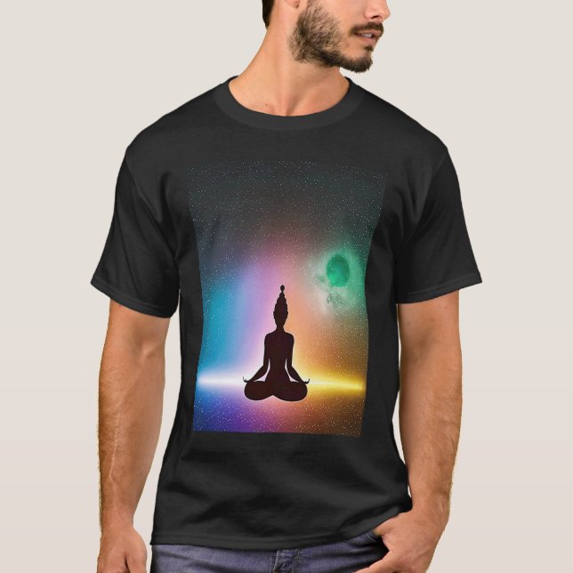 Camiseta Yoga Girl Female Sun Salutation Meditation Chakra  (Frente)