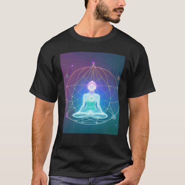 Camiseta Yoga Girl Female Sun Salutation Meditation Chakra  (Frente)