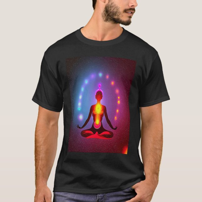 Camiseta Yoga Girl Female Sun Salutation Meditation Chakra  (Frente)