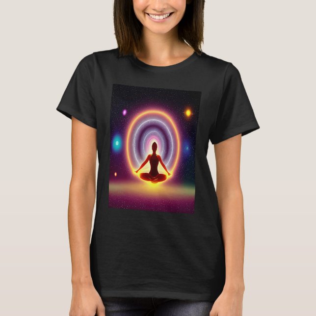 Camiseta Yoga Girl Female Sun Salutation Meditation Chakra  (Frente)